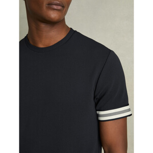 REISS EMMERSON Tape Cuff Textured T Shirt